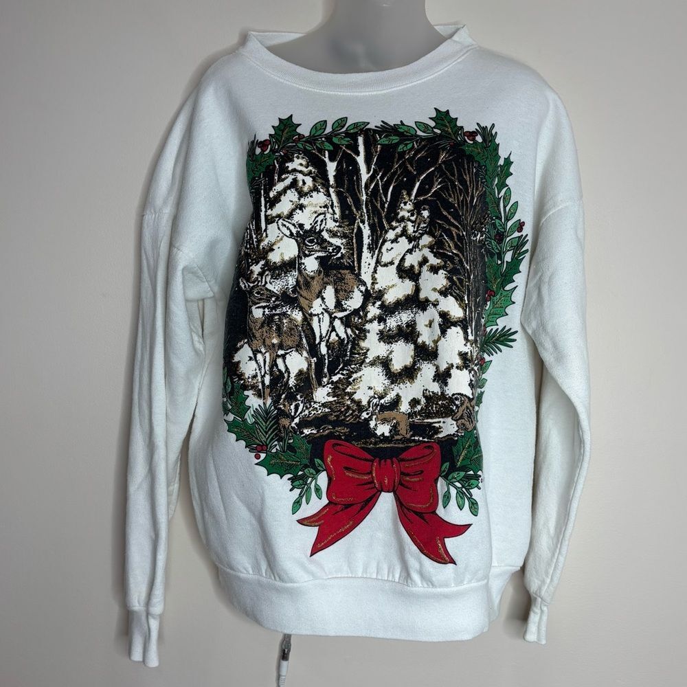 Vintage Turtle Bay Pullover Top Snow Deer graphic Sweatshirt large made in USA